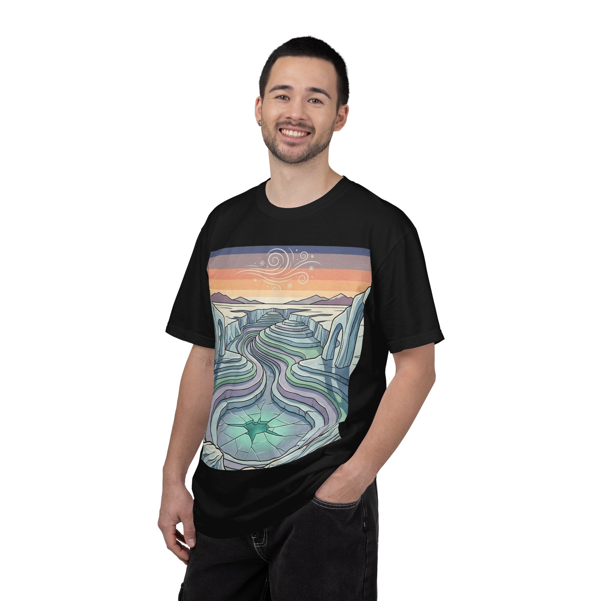 Aurora Hot Spring T-Shirt — Serene Geothermal Landscape Tee