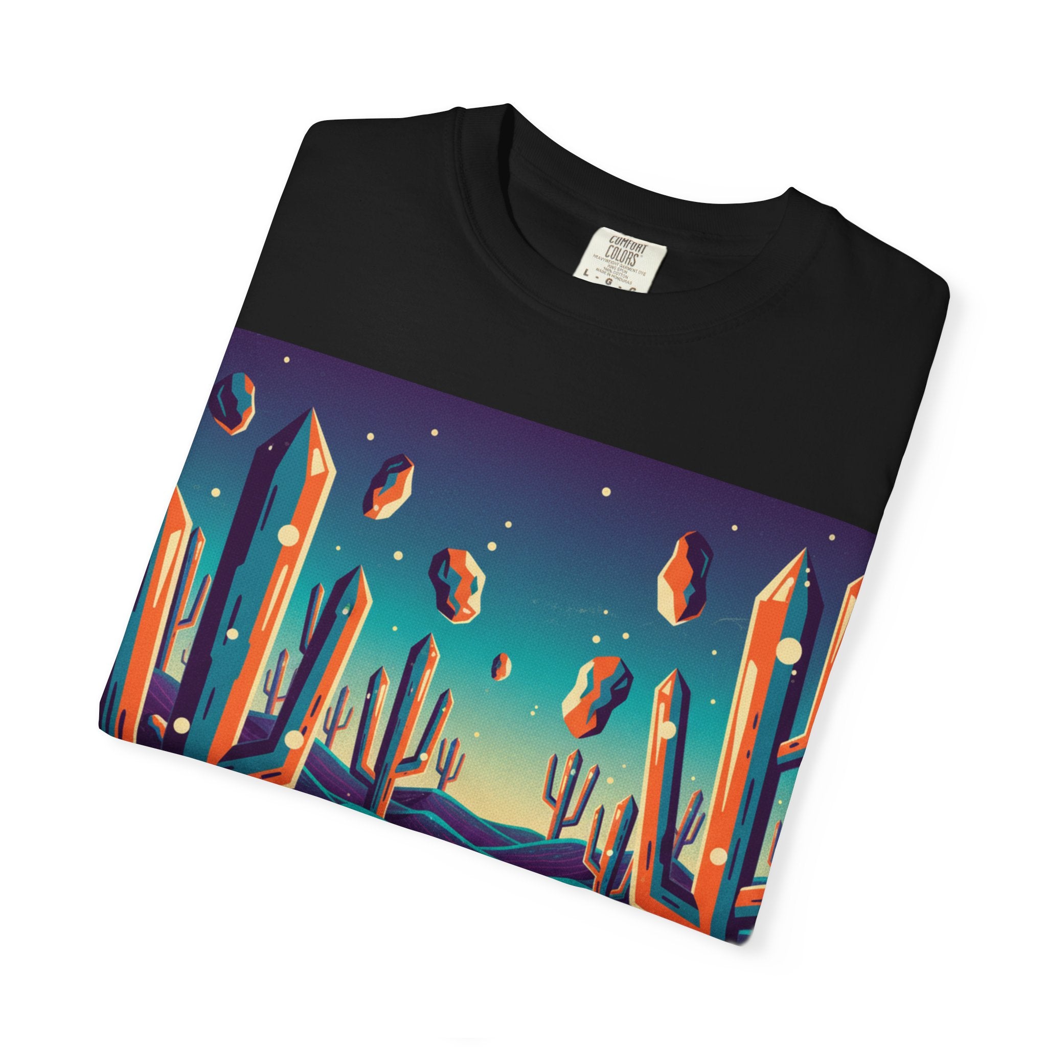 Alien Desert T-Shirt — Surreal Crystalline Cacti and Glowing Sand Design