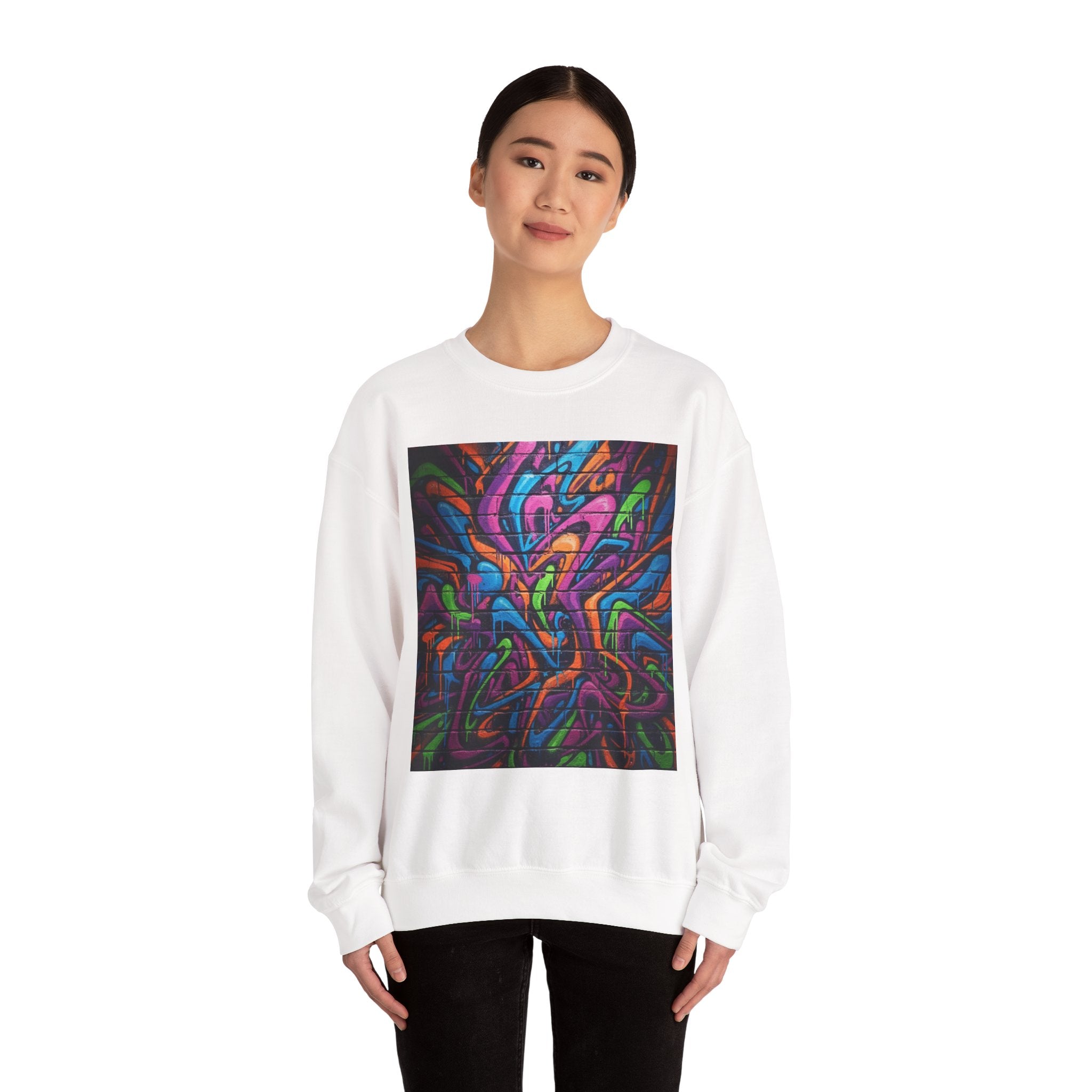 Abstract Neon Graffiti Crewneck Sweatshirt